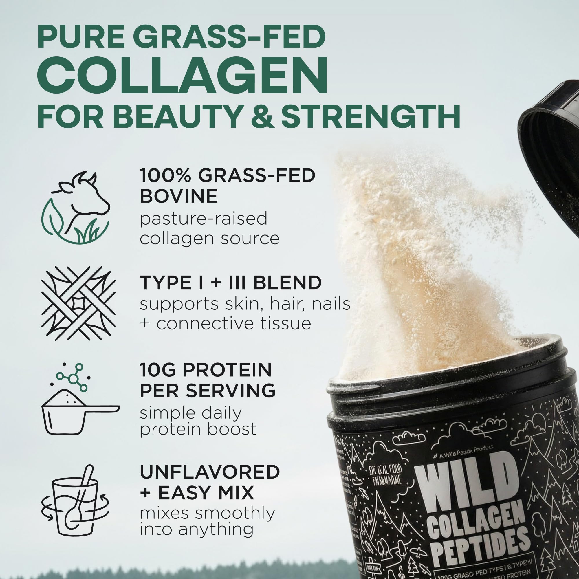 Wild Foods Collagen Peptides Powder packaging side view