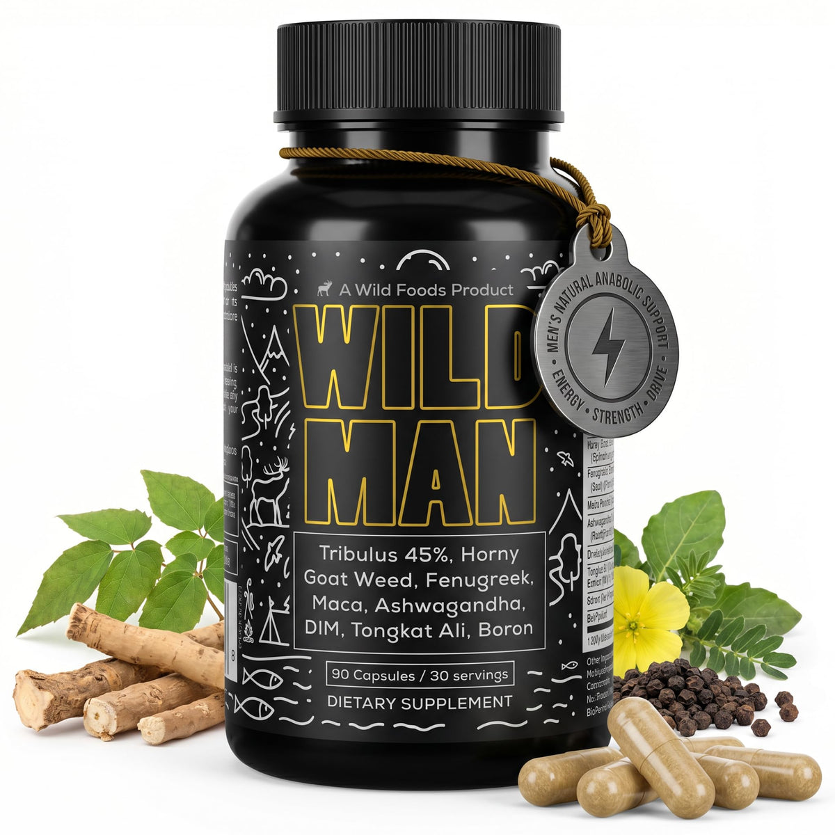 Wild Foods Herbal Stack for Man 109g front view