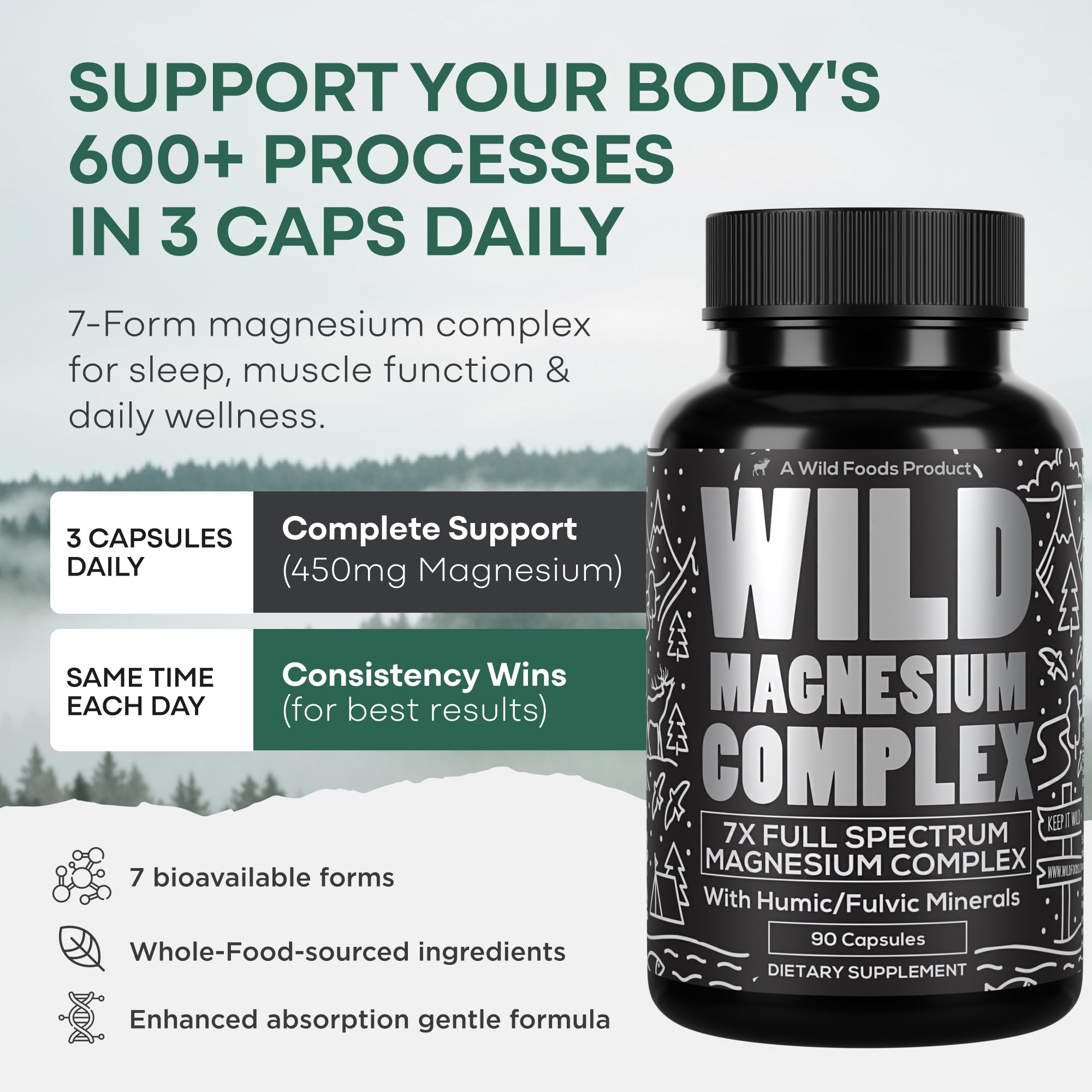 Wild Foods Magnesium Supplement 195g capsules close-up