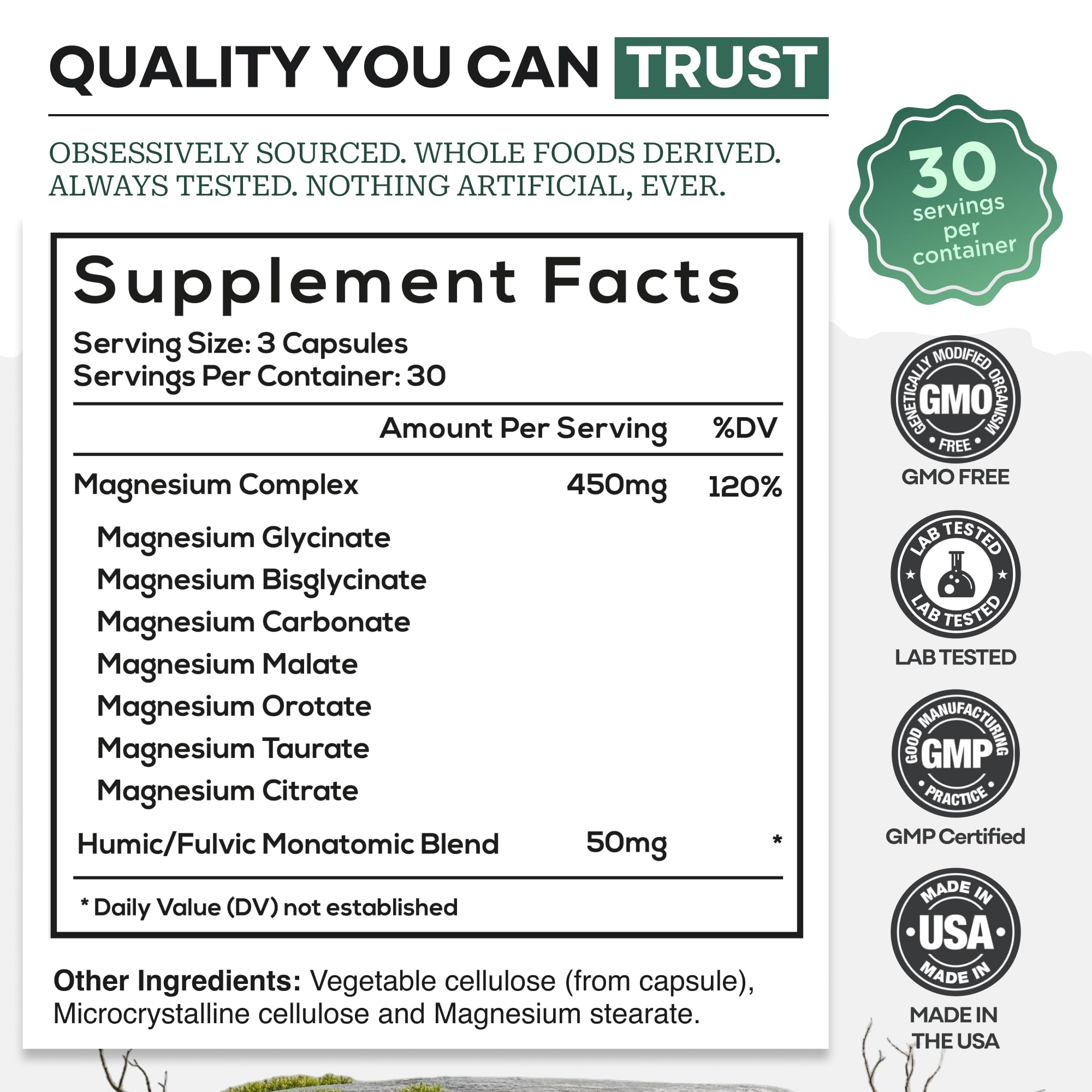 Wild Foods Magnesium Supplement 195g ingredients list