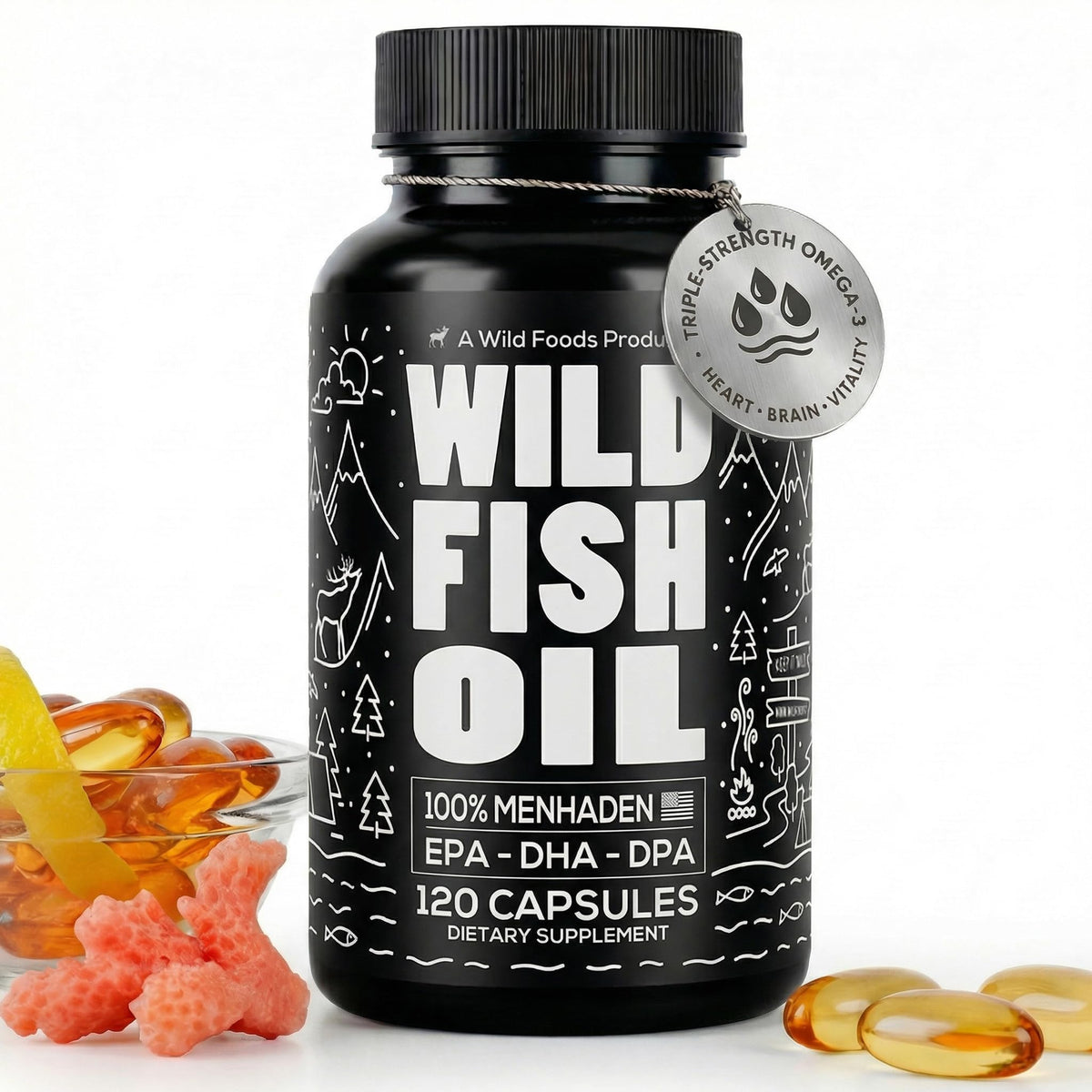 Wild Foods Omega 3 Fish Oil Triple Strength 85g front view