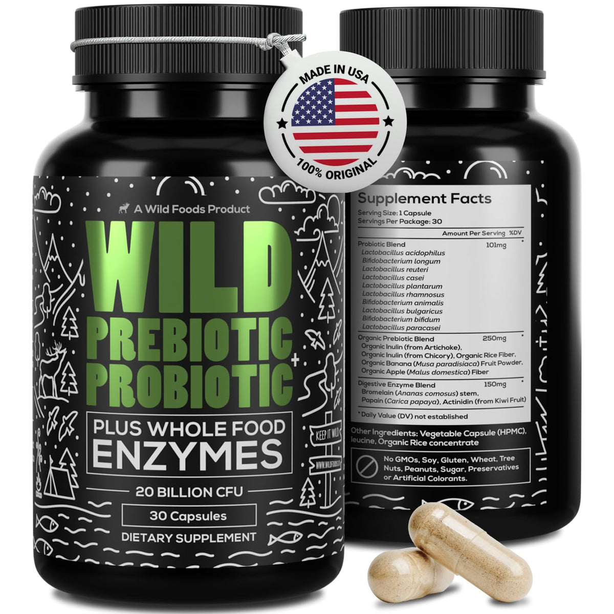 Wild Foods Probiotics & Prebiotics 50g front view