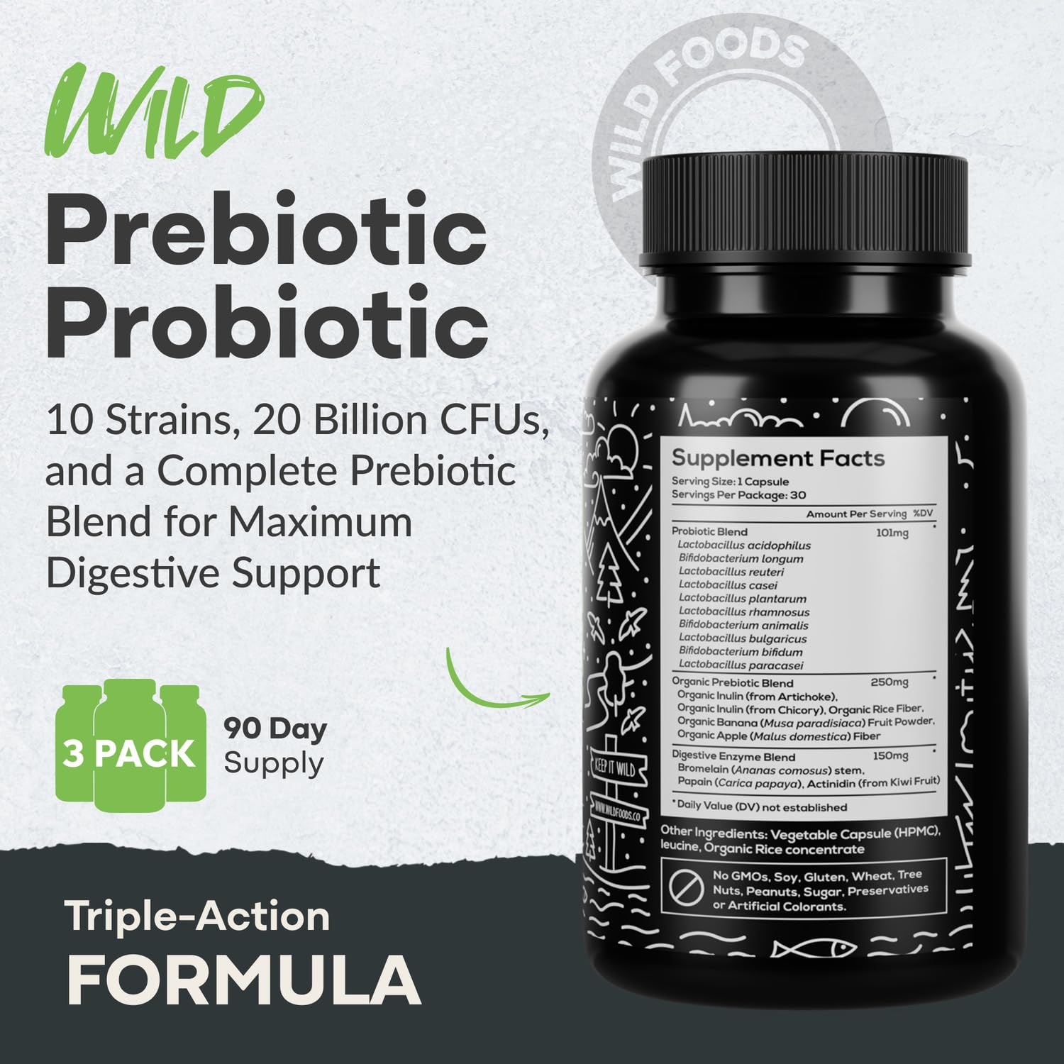 Wild Foods Probiotics & Prebiotics 50g packaging