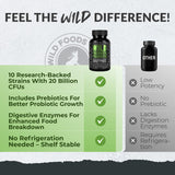 Wild Foods Probiotics & Prebiotics 50g with a glass of water