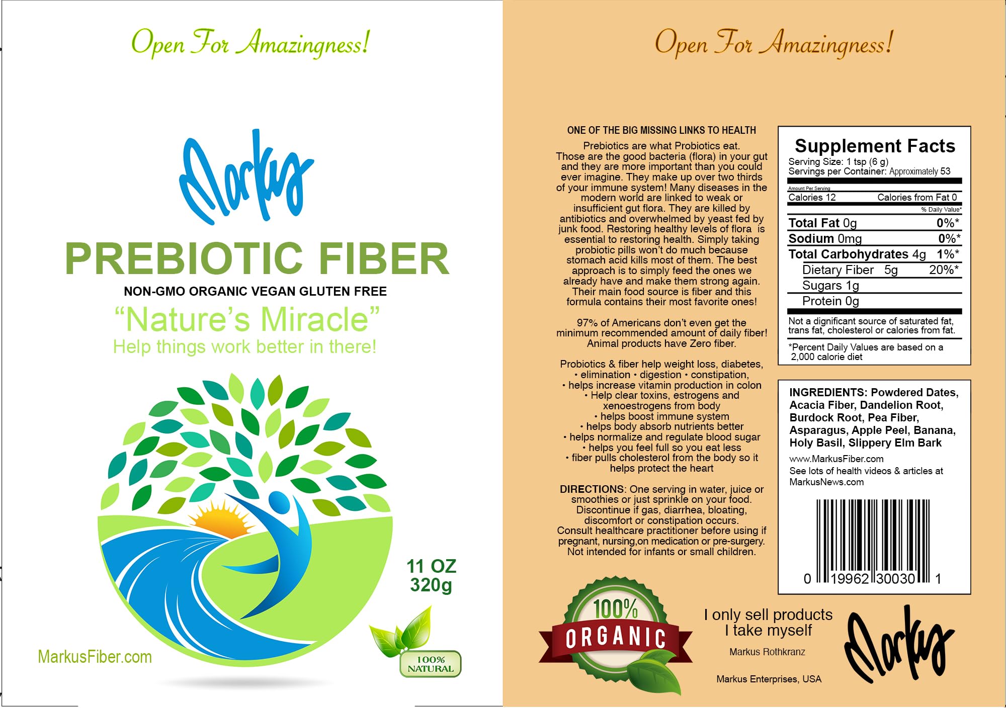 Wild Force Prebiotic Fiber Supplement 320g serving suggestion
