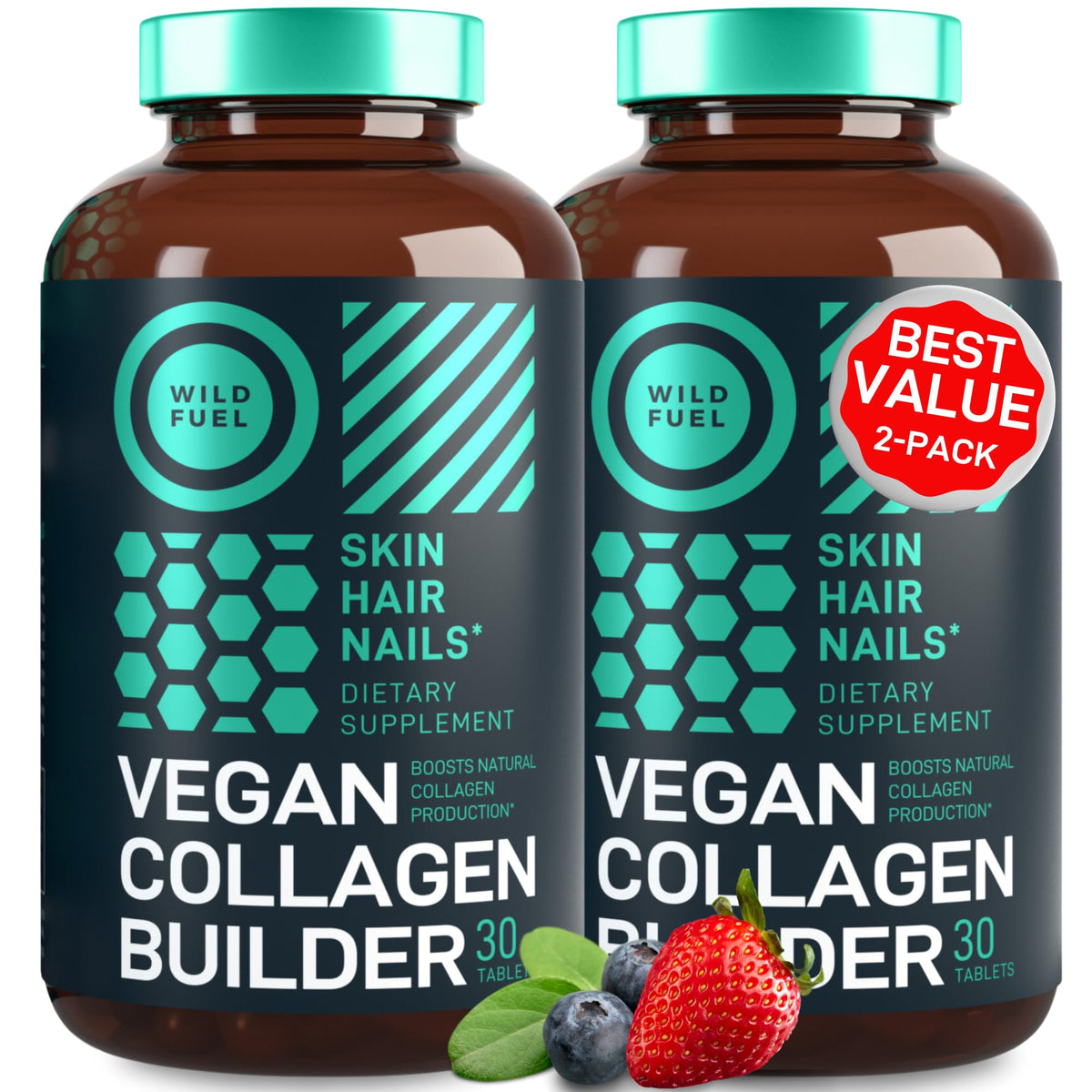 WILD FUEL Collagen Vegan Tablets front view packaging