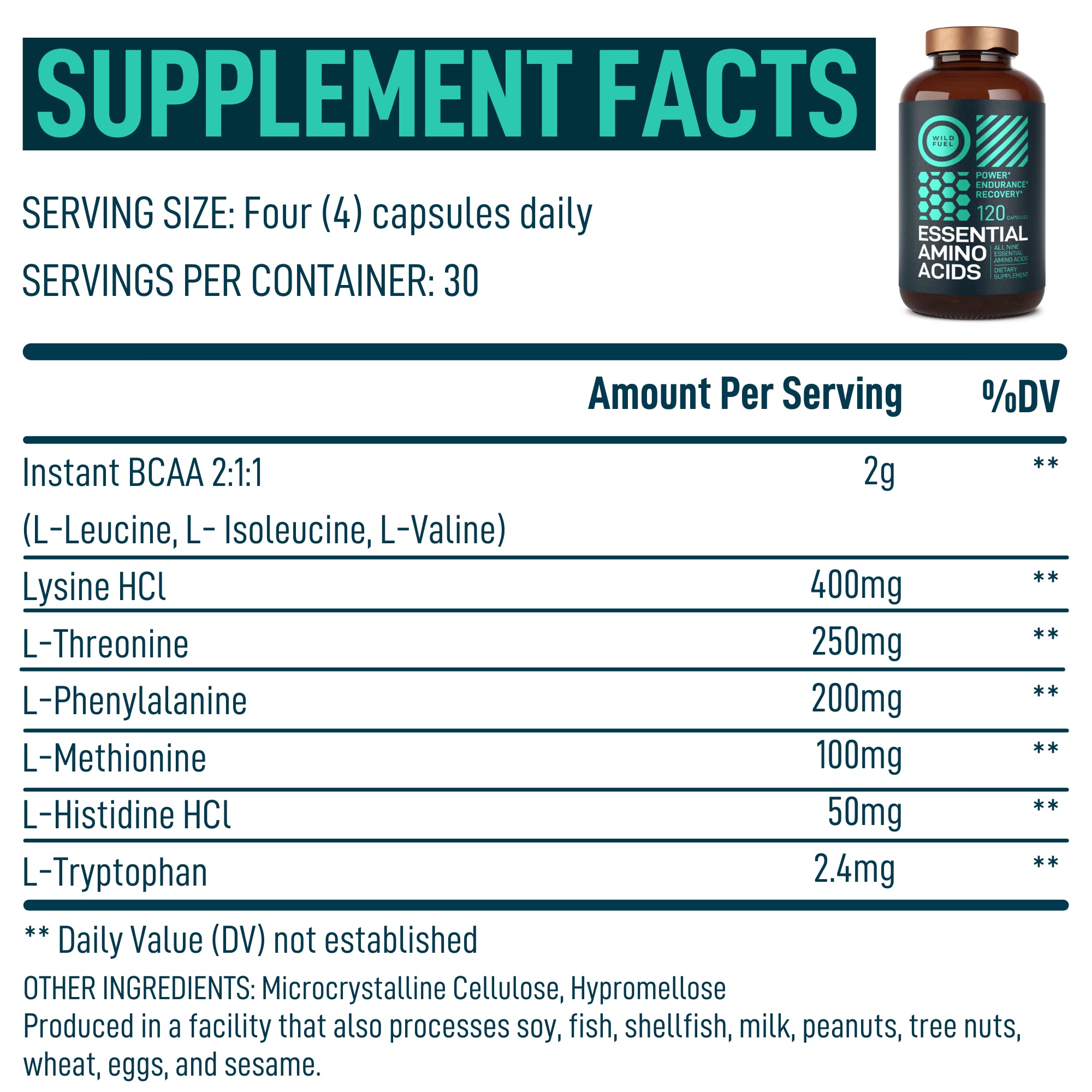 WILD FUEL Essential Amino Acids Supplement 272g capsule close-up