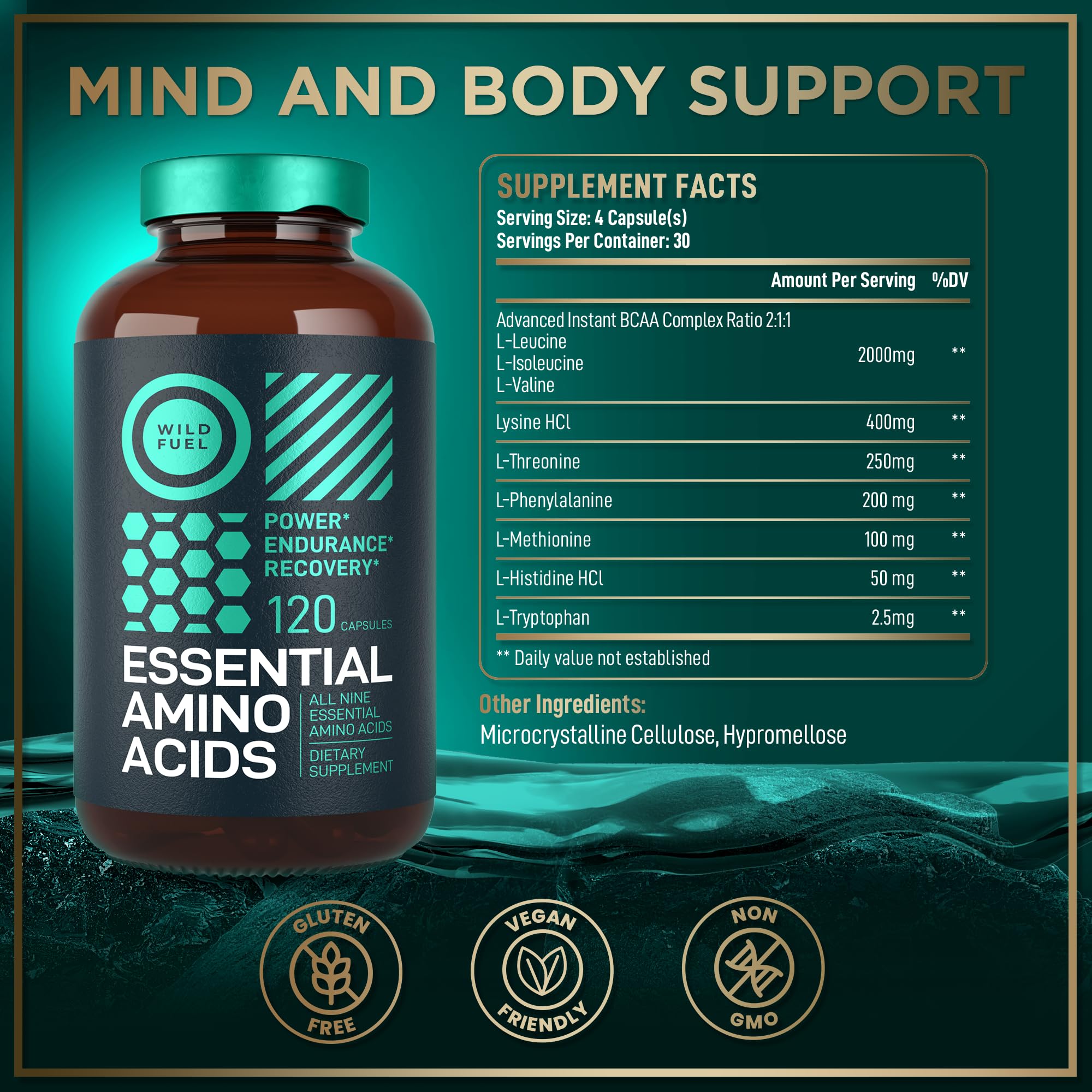 WILD FUEL Essential Amino Acids Supplement 721g ingredients list