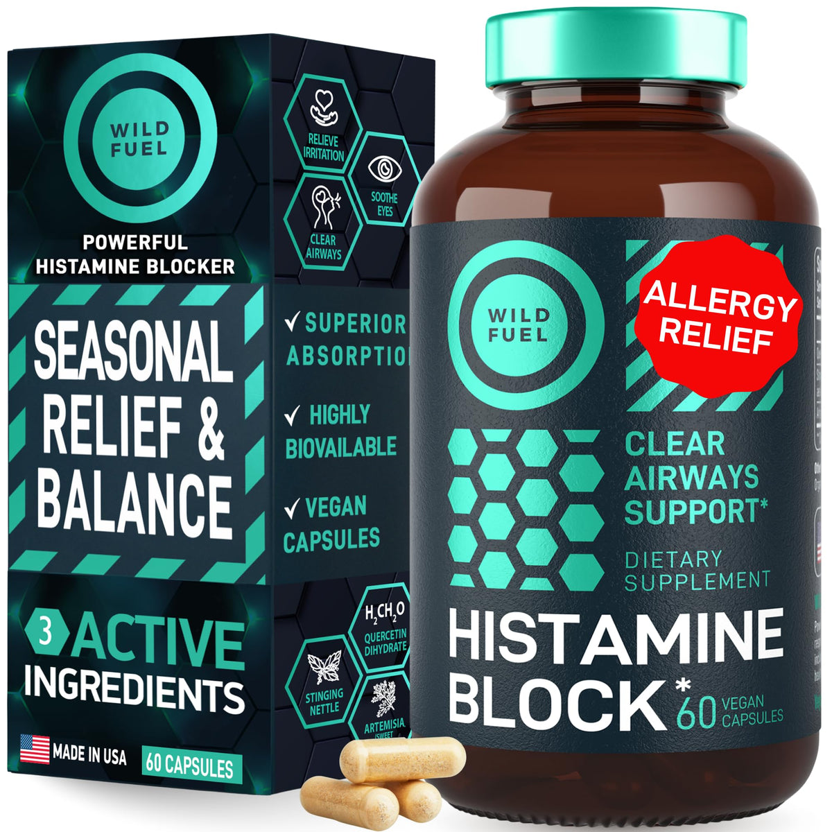 WILD FUEL Histamine Support Capsules 50g front view