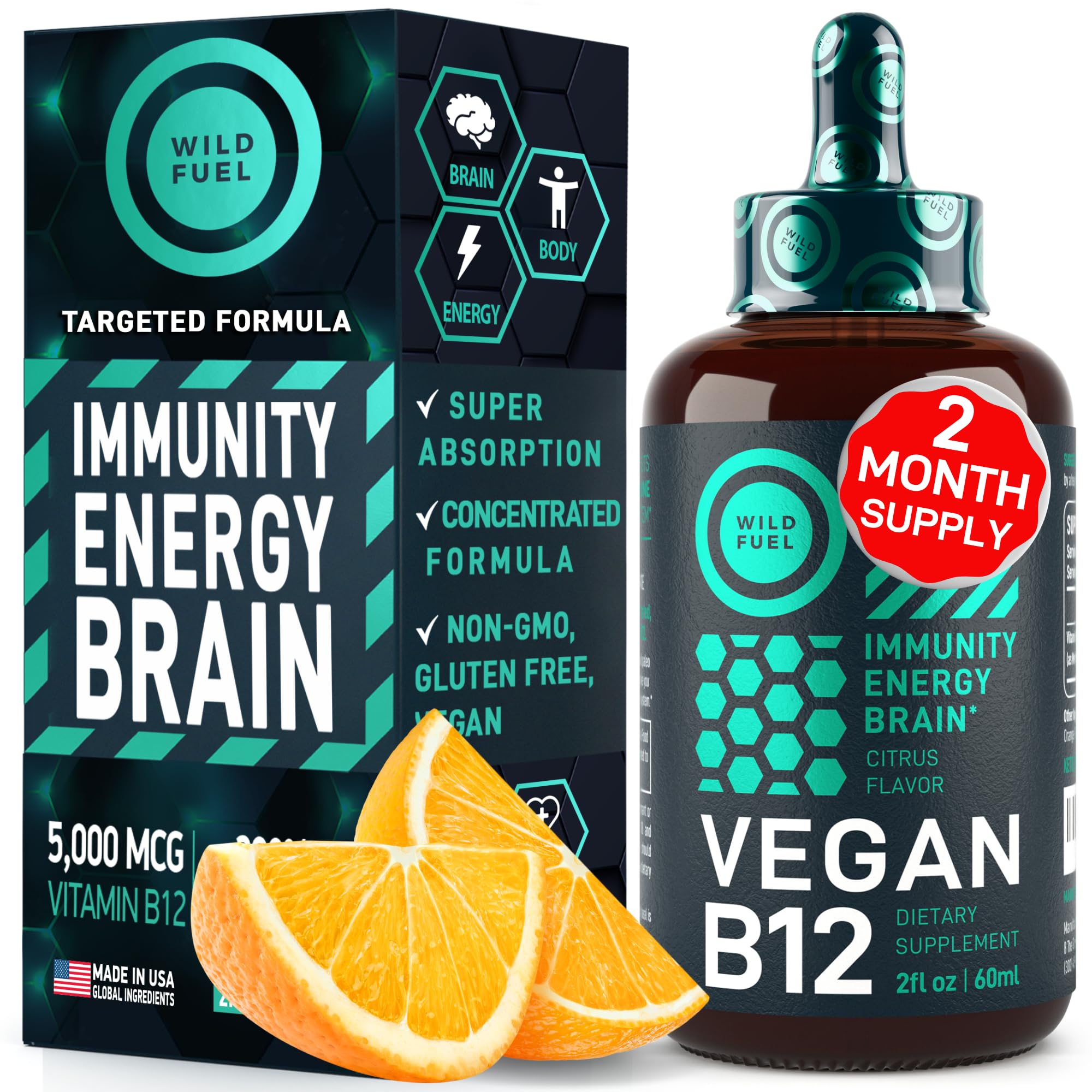 WILD FUEL Liquid B12 Drops 5000 mcg front view