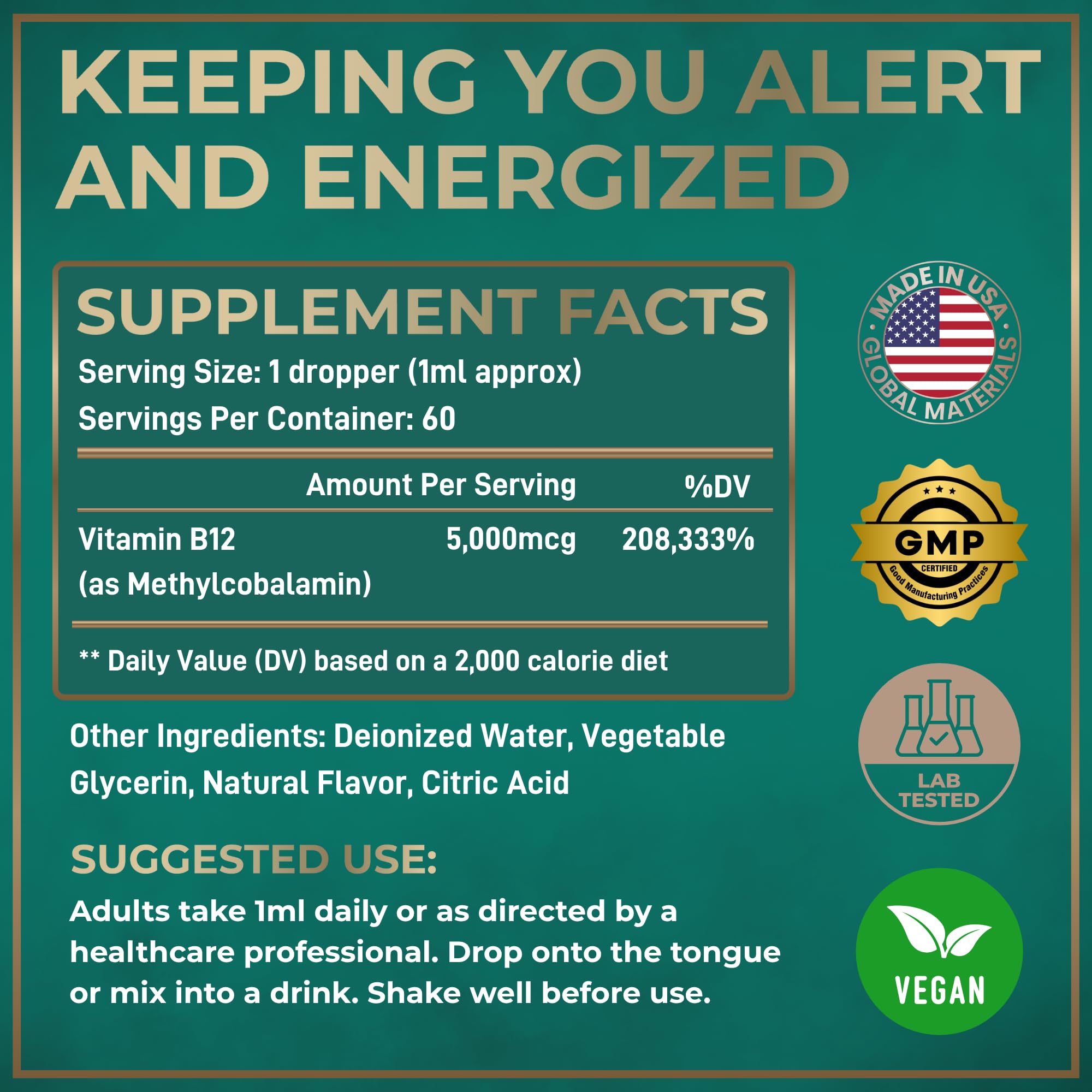 WILD FUEL Liquid B12 Drops 5000 mcg with citrus flavour
