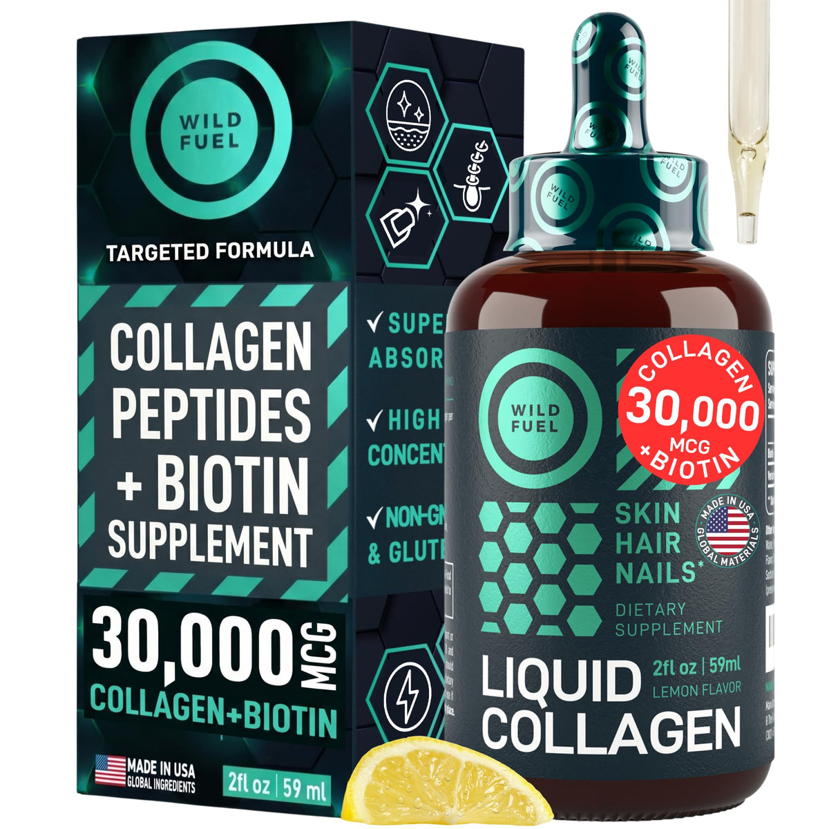 WILD FUEL Liquid Collagen Drops 10,000mcg front view