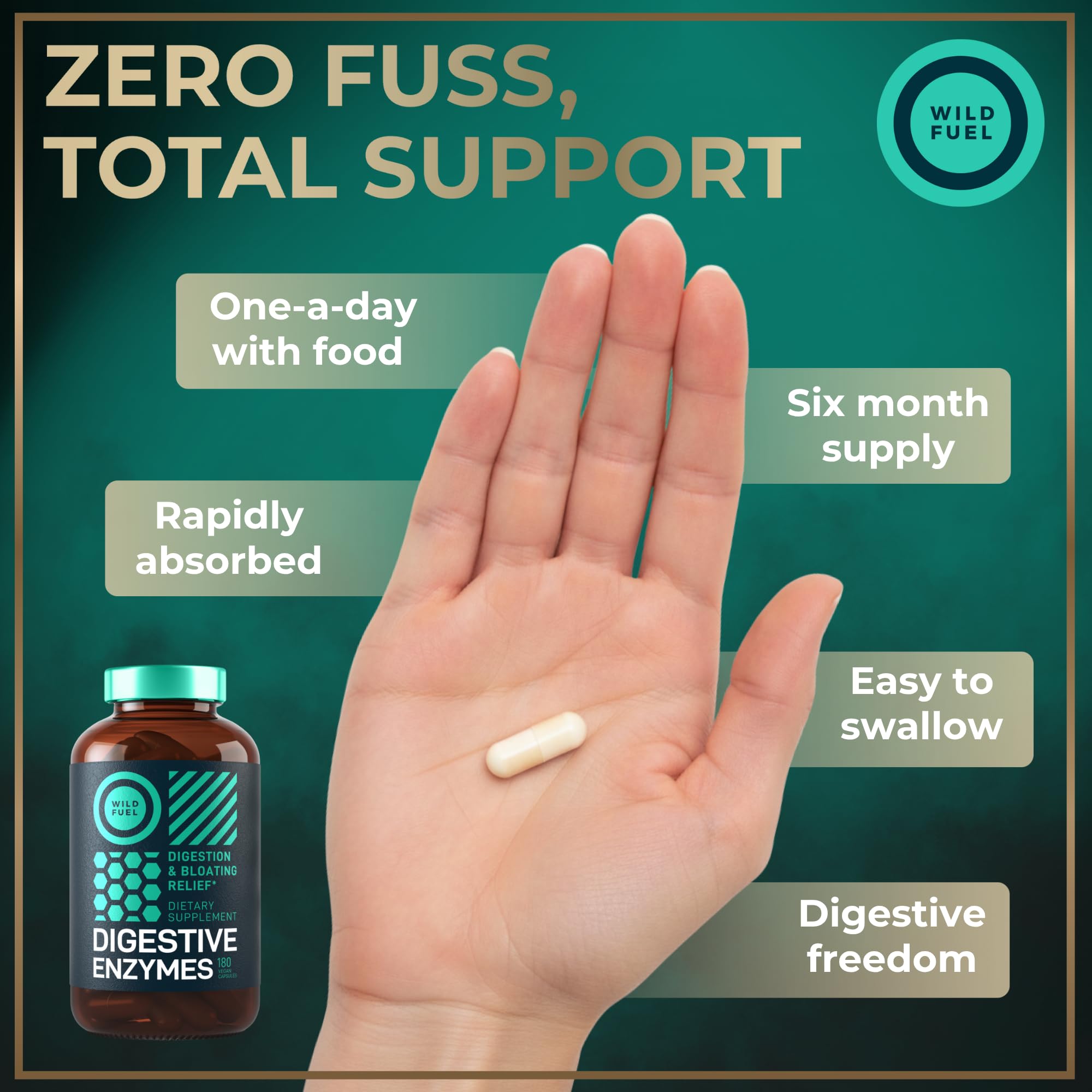 WILD FUEL Probiotics daily Enzymes capsule close-up