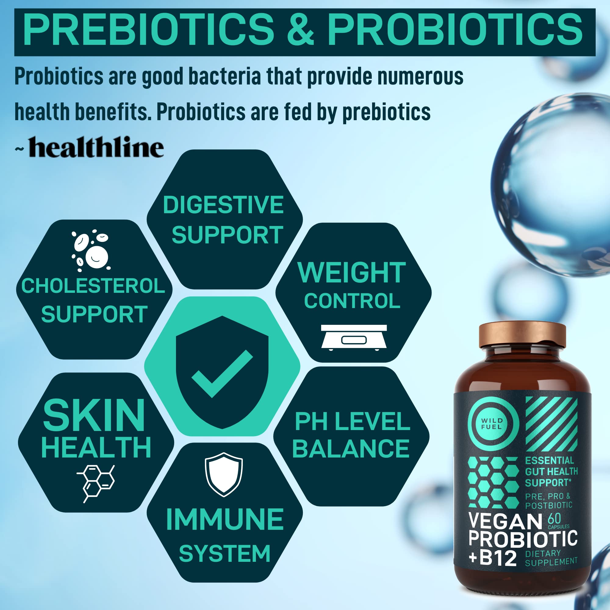 WILD FUEL Vegan Probiotic Supplement capsules close-up