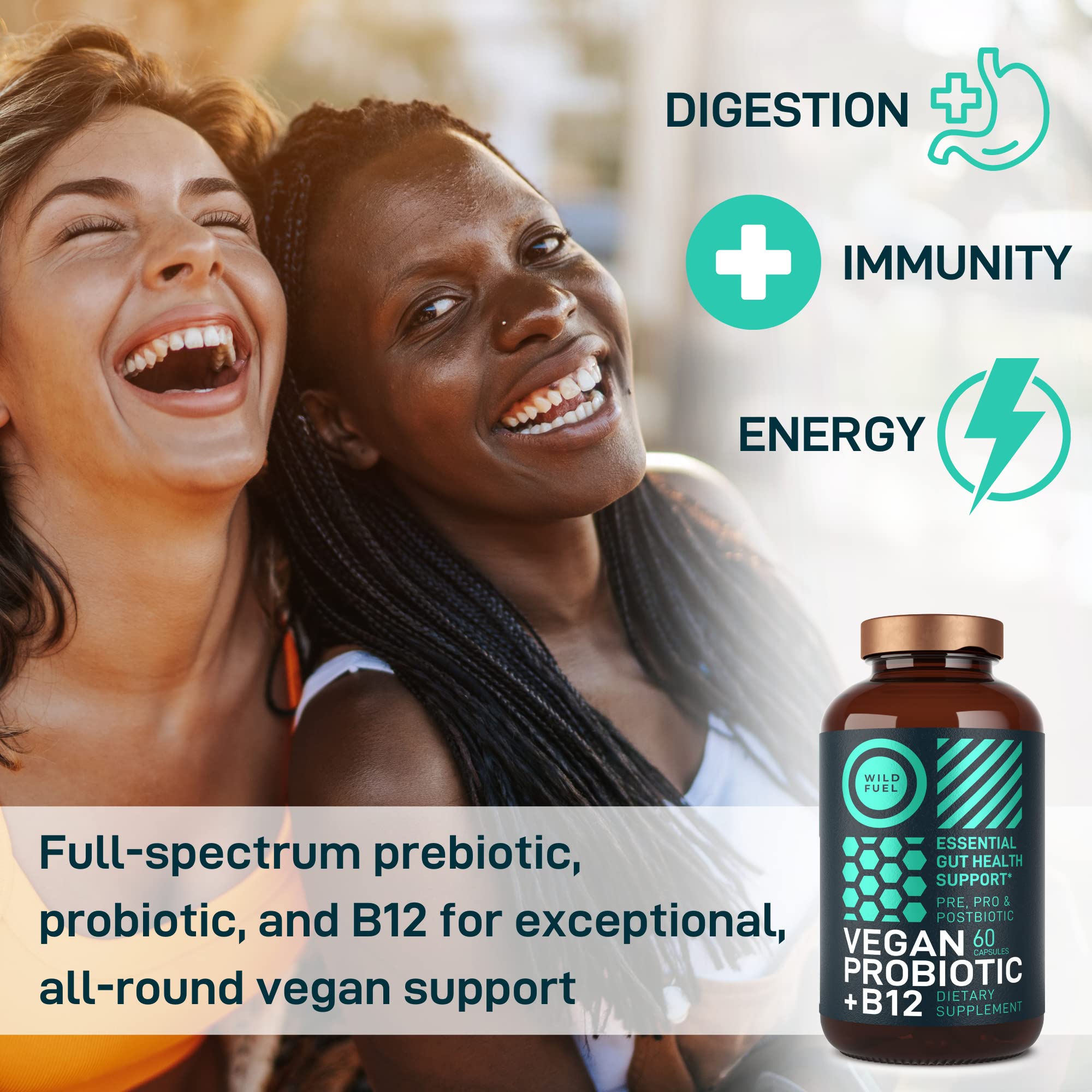 WILD FUEL Vegan Probiotic Supplement capsules in hand