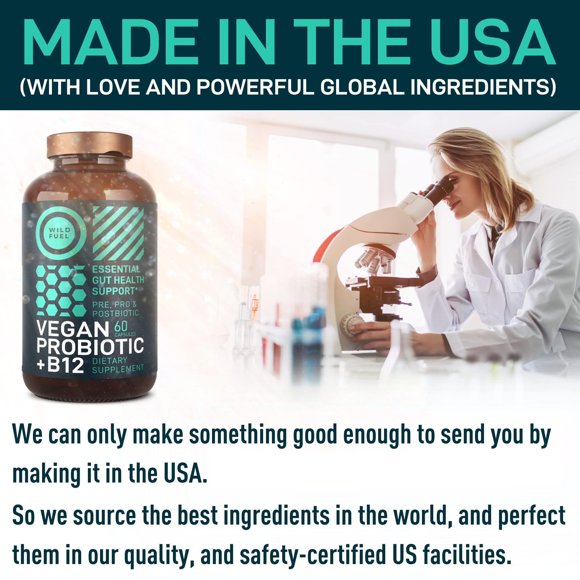 WILD FUEL Vegan Probiotic Supplement on a kitchen counter