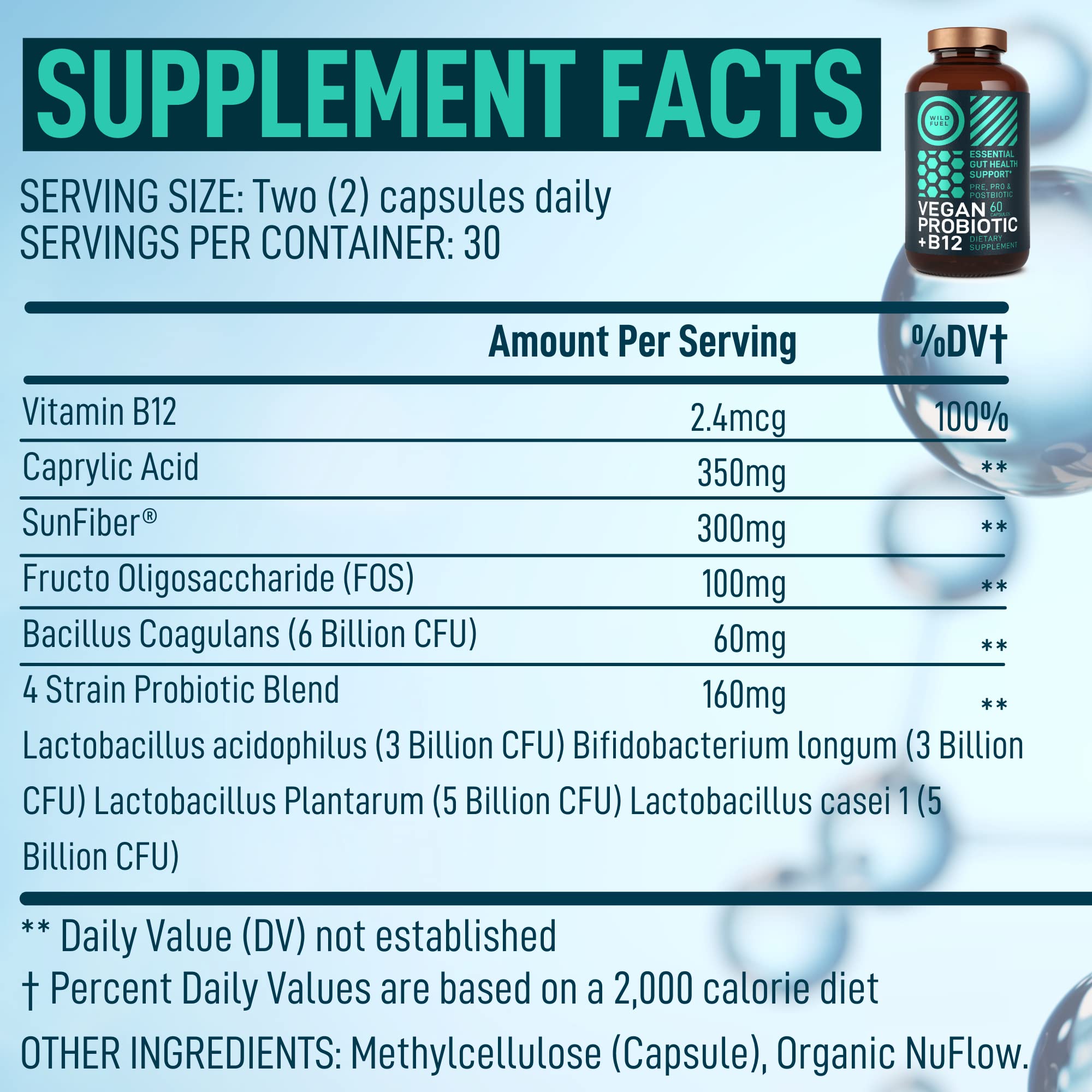 WILD FUEL Vegan Probiotic Supplement packaging side view