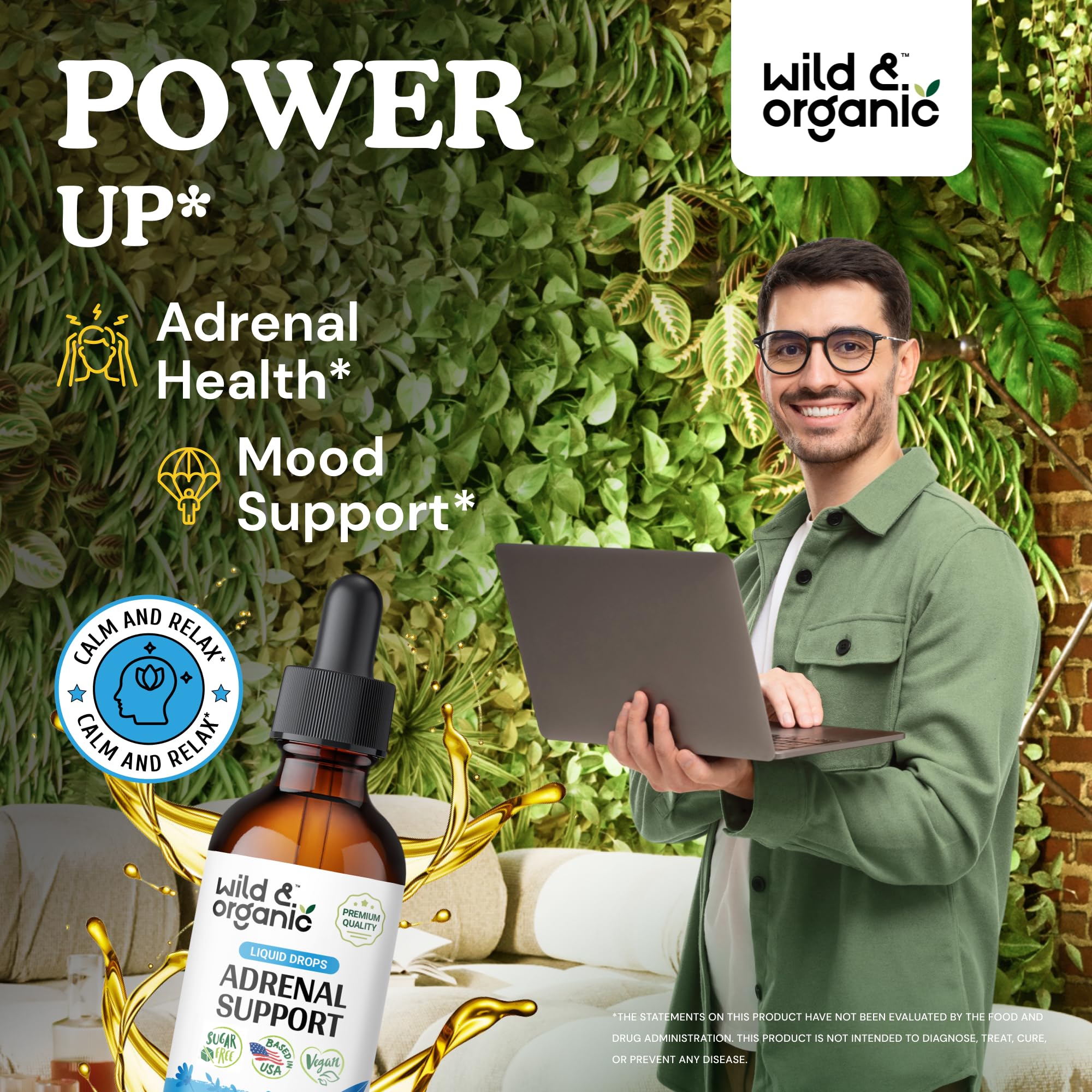 Wild & Organic adrenal support bottle with label
