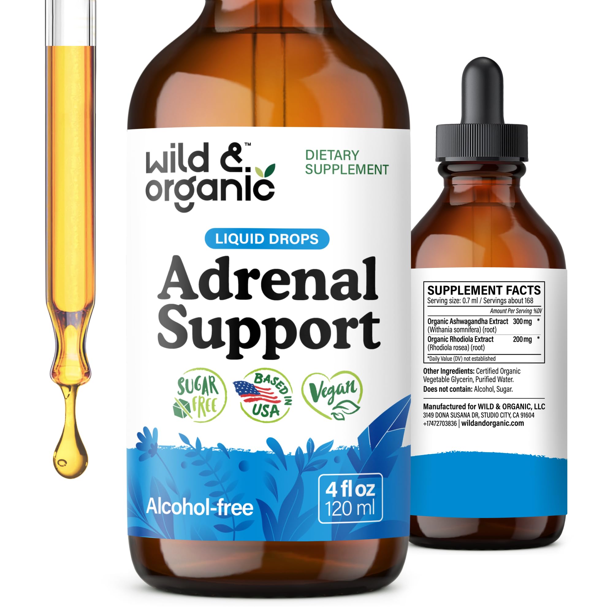 Wild & Organic Adrenal Support Liquid Drops front view