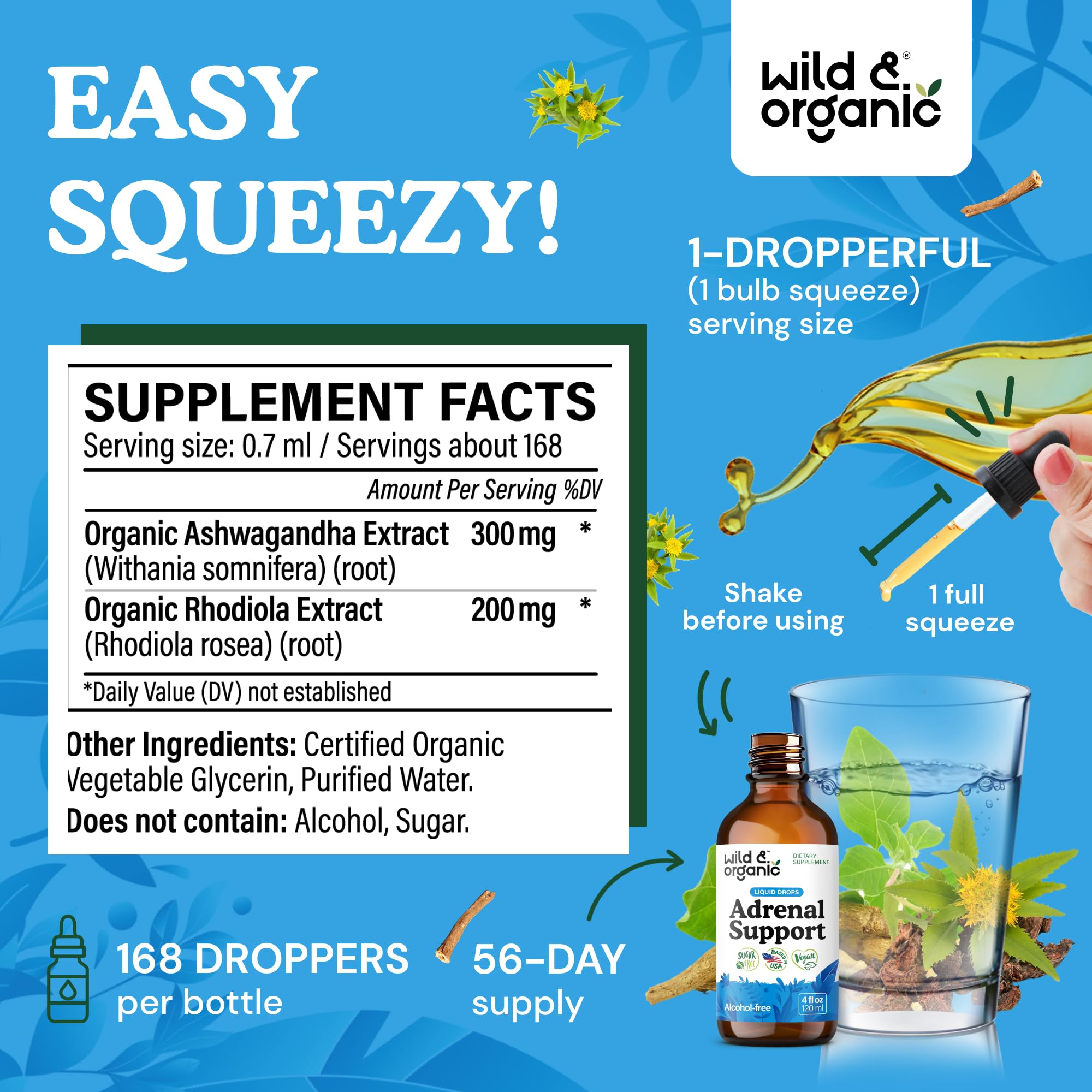 Wild & Organic Adrenal Support Liquid Drops ingredients list