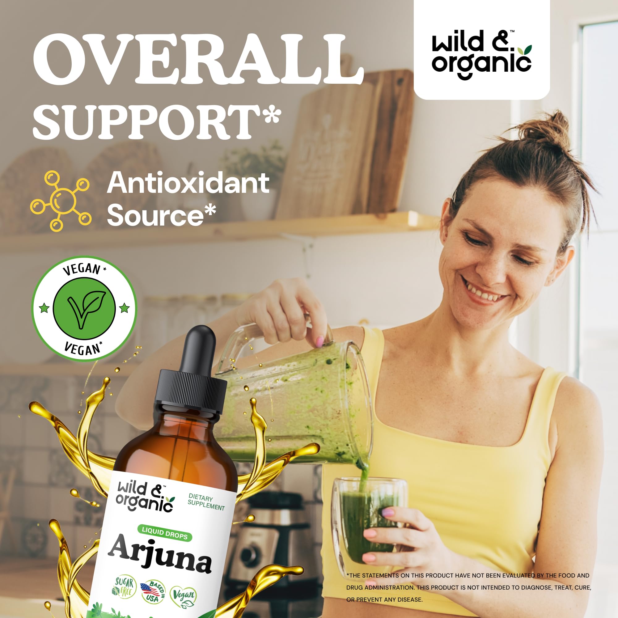 Wild & Organic Arjuna Tincture 500mg bottle with dropper