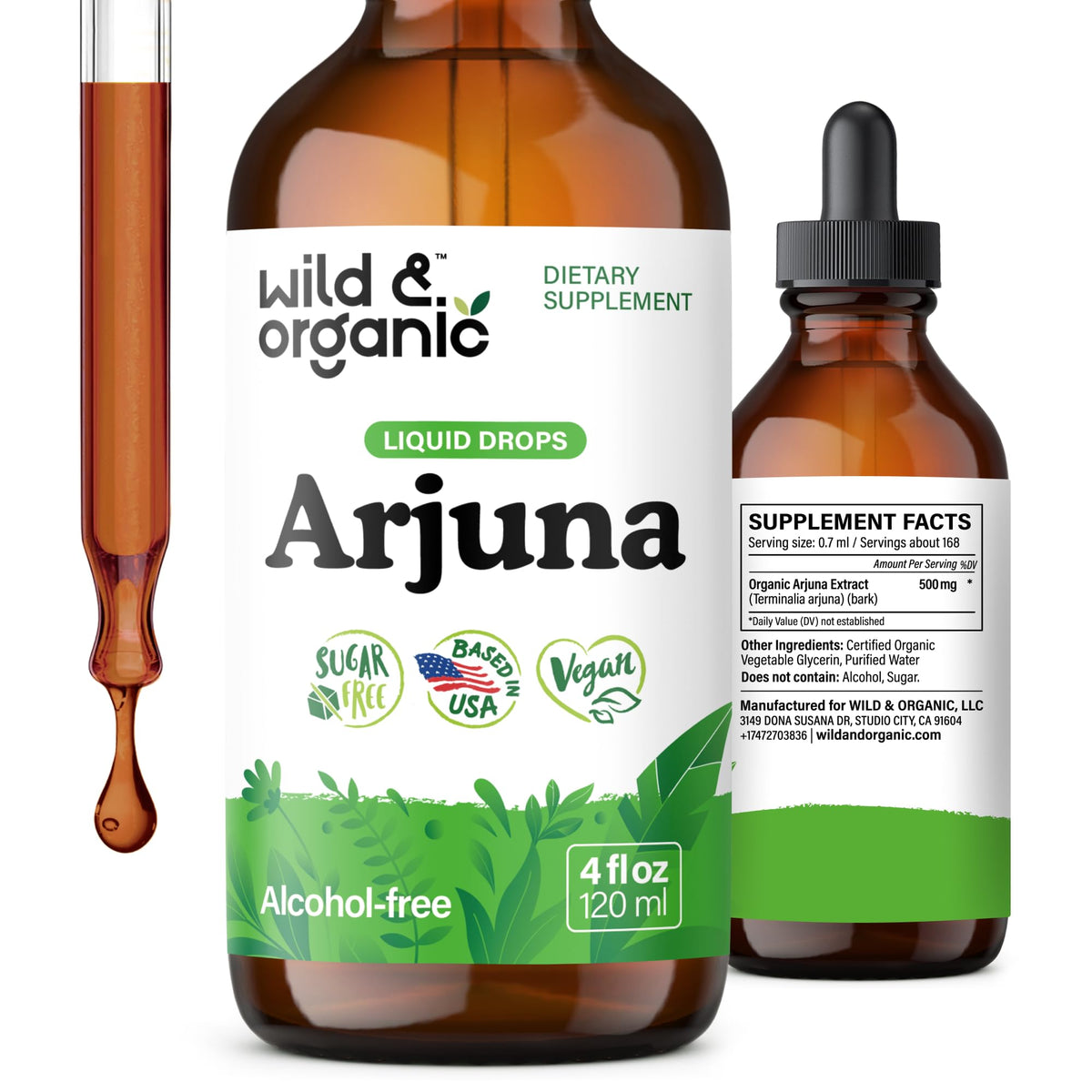 Wild & Organic Arjuna Tincture 500mg front view