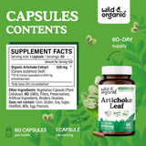 Wild & Organic Artichoke Extract Capsules 500mg bottle with label