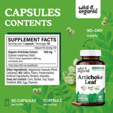 Wild & Organic Artichoke Extract Capsules 500mg capsules on a table