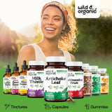Wild & Organic Artichoke Extract Capsules 500mg on a wooden table