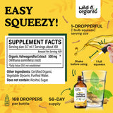 Wild & Organic Ashwagandha Liquid Drops bottle with dropper