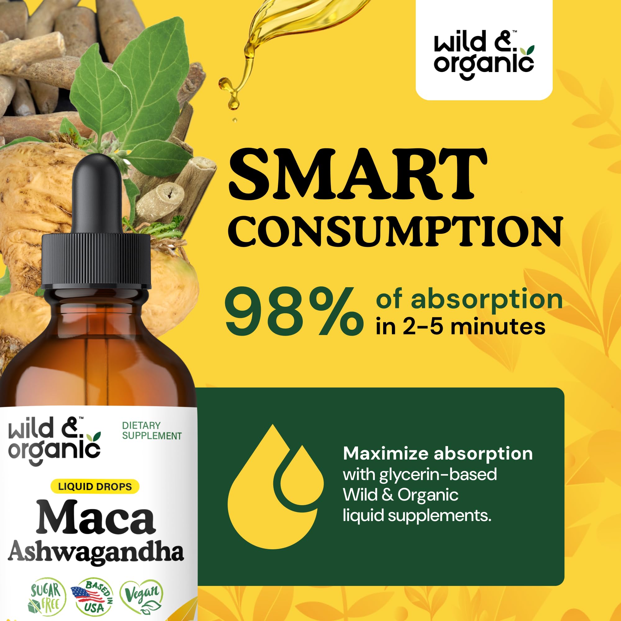 Wild & Organic Ashwagandha Maca Root Tincture ingredients list