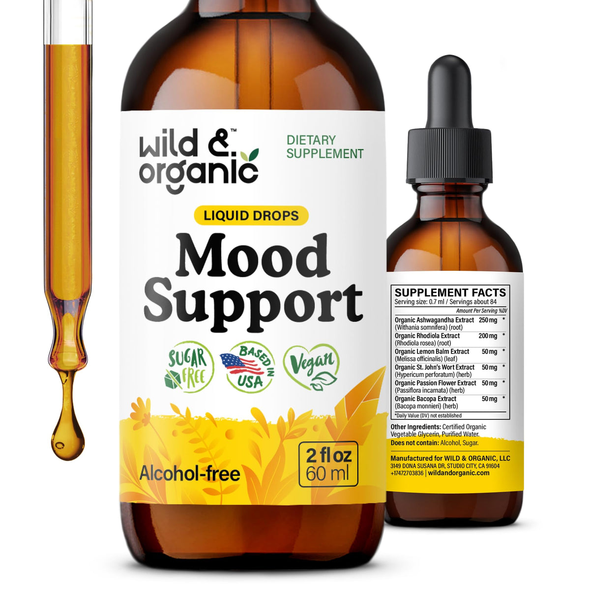 Wild & Organic Ashwagandha Mood Support Tincture front view