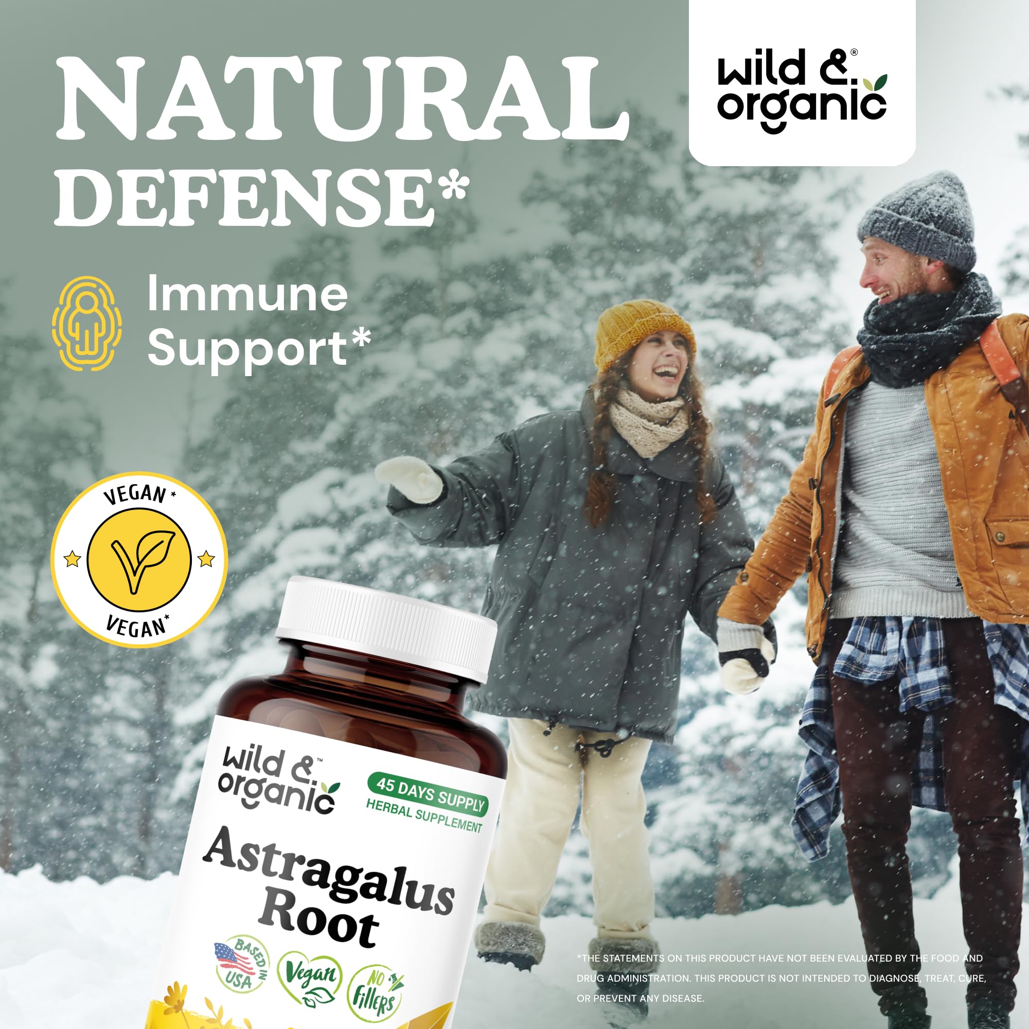 Wild & Organic Astragalus Capsules 90 count bottle