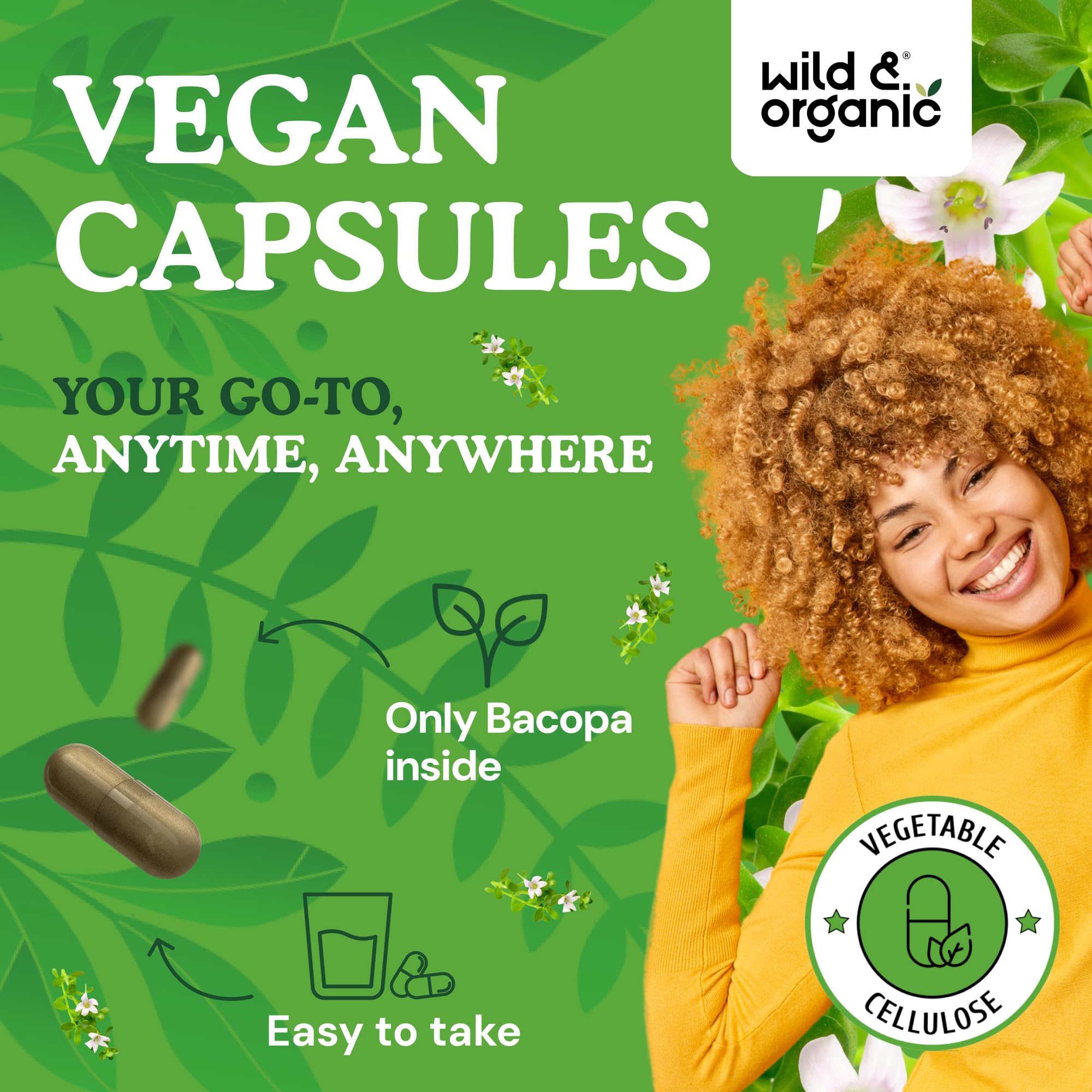 Wild & Organic Bacopa Monnieri Capsules 600mg back label