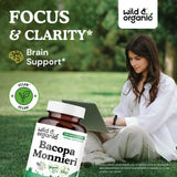 Wild & Organic Bacopa Monnieri Capsules 600mg bottle side view