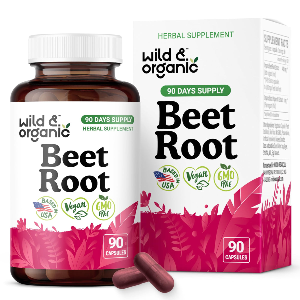 Wild & Organic Beetroot Capsules 400mg front view