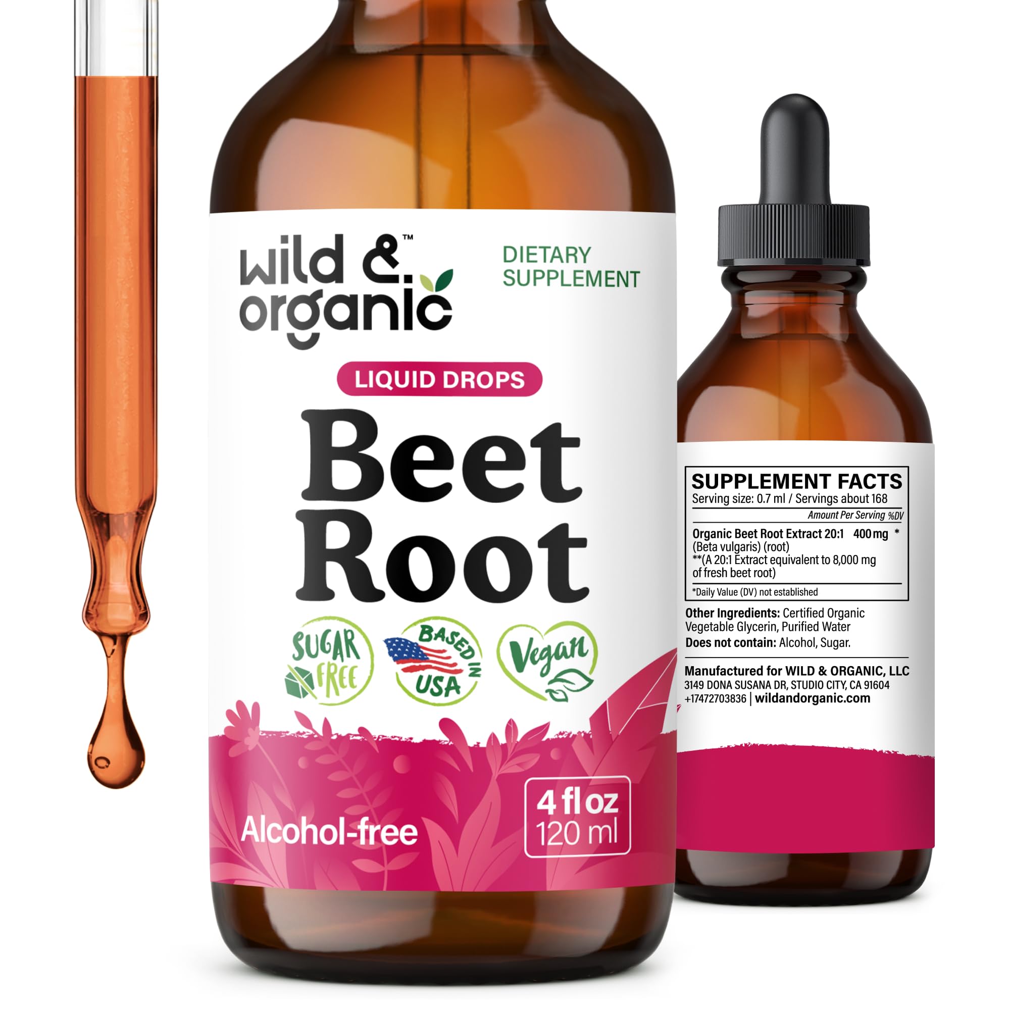 Wild & Organic Beetroot Extract Drops 400mg front view
