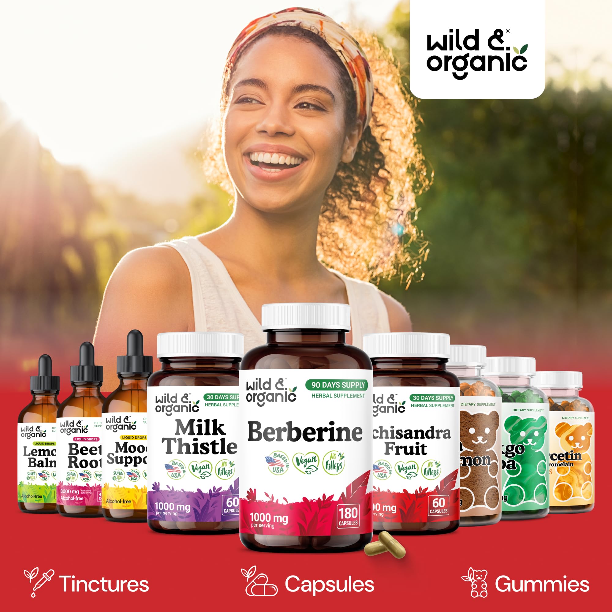 Wild & Organic Berberine HCL Capsules 1000mg ingredients list