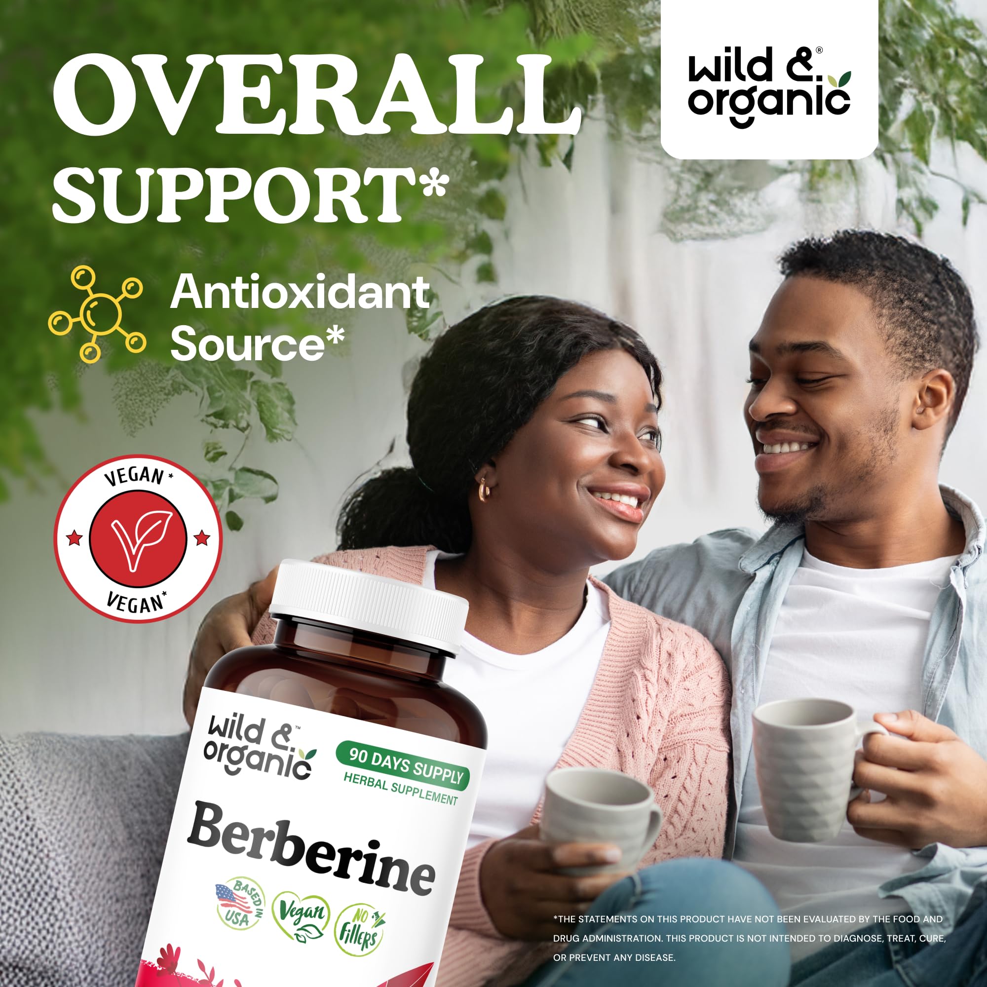 Wild & Organic Berberine HCL Capsules 1000mg side view