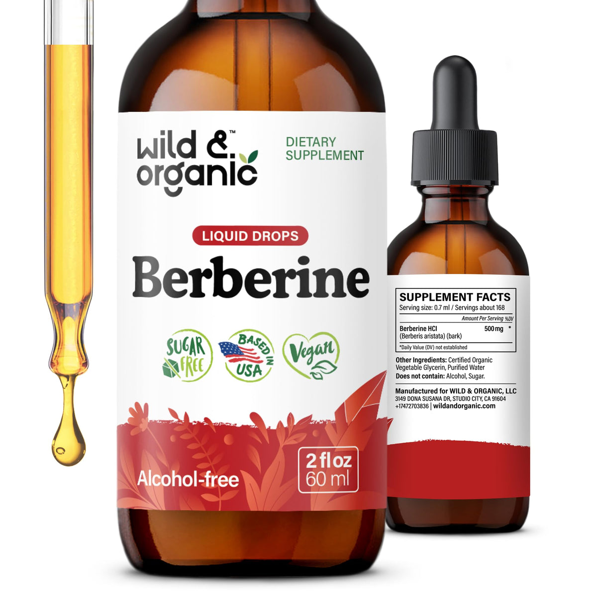 Wild & Organic Berberine Tincture 500mg front view