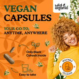 Wild & Organic Black Cohosh Capsules 540mg back view with ingredients