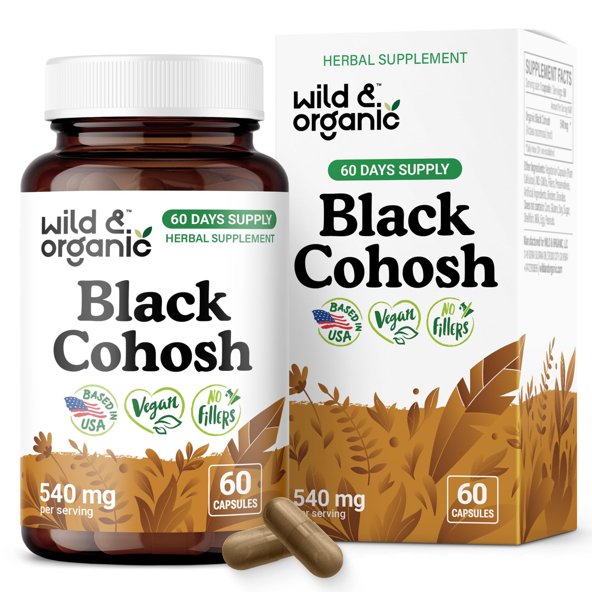 Wild & Organic Black Cohosh Capsules 540mg bottle front view
