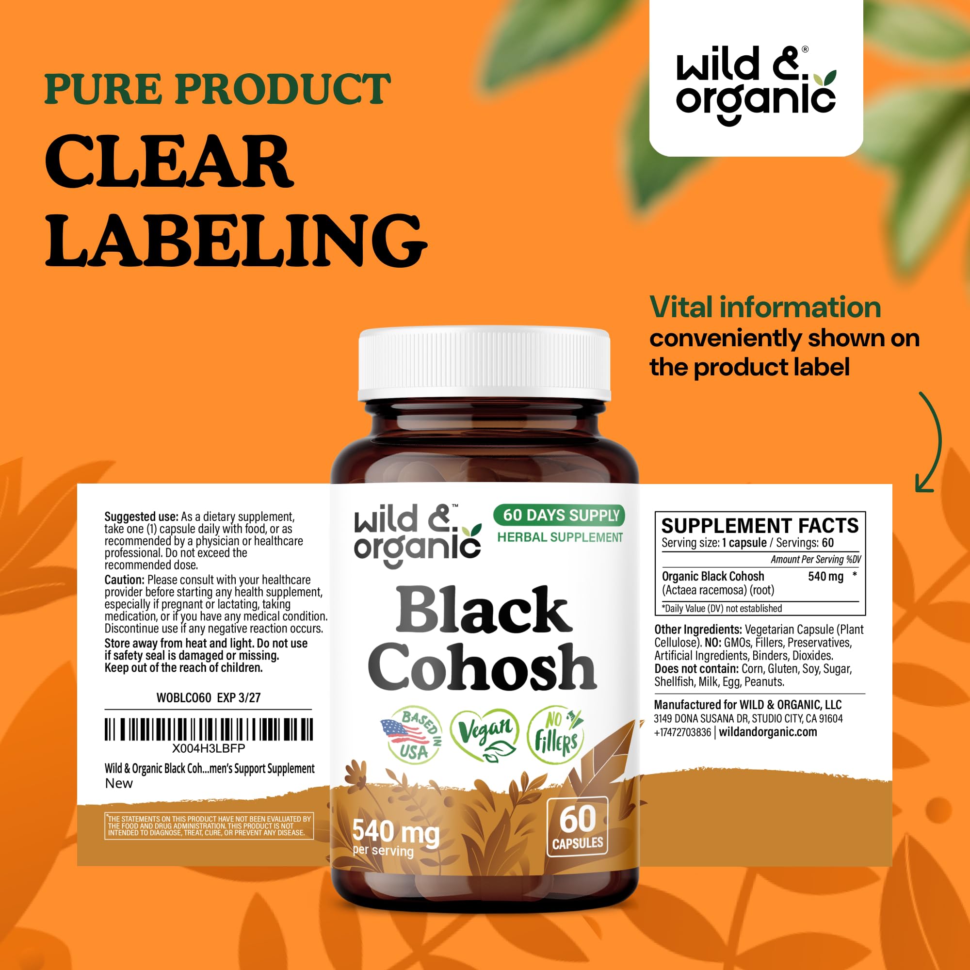Wild & Organic Black Cohosh Capsules 540mg lifestyle scene with plant