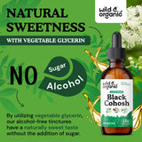 Wild & Organic Black Cohosh Tincture 540mg alongside herbal ingredients