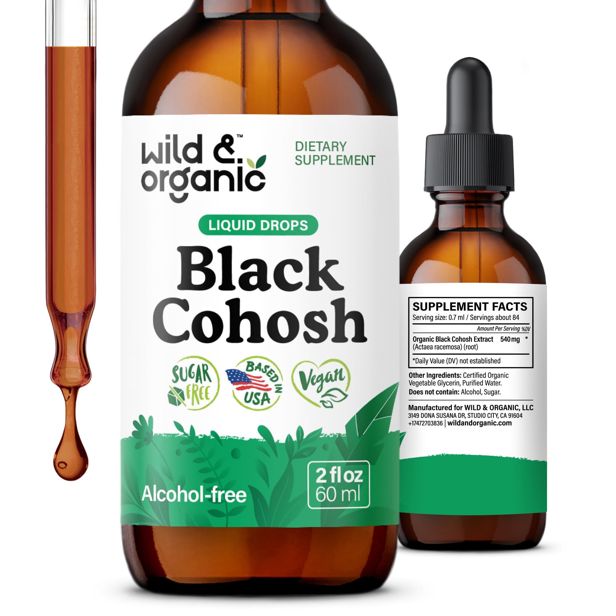 Wild & Organic Black Cohosh Tincture 540mg front view