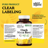 Wild & Organic Black Maca Capsules 500 mg back view with ingredients