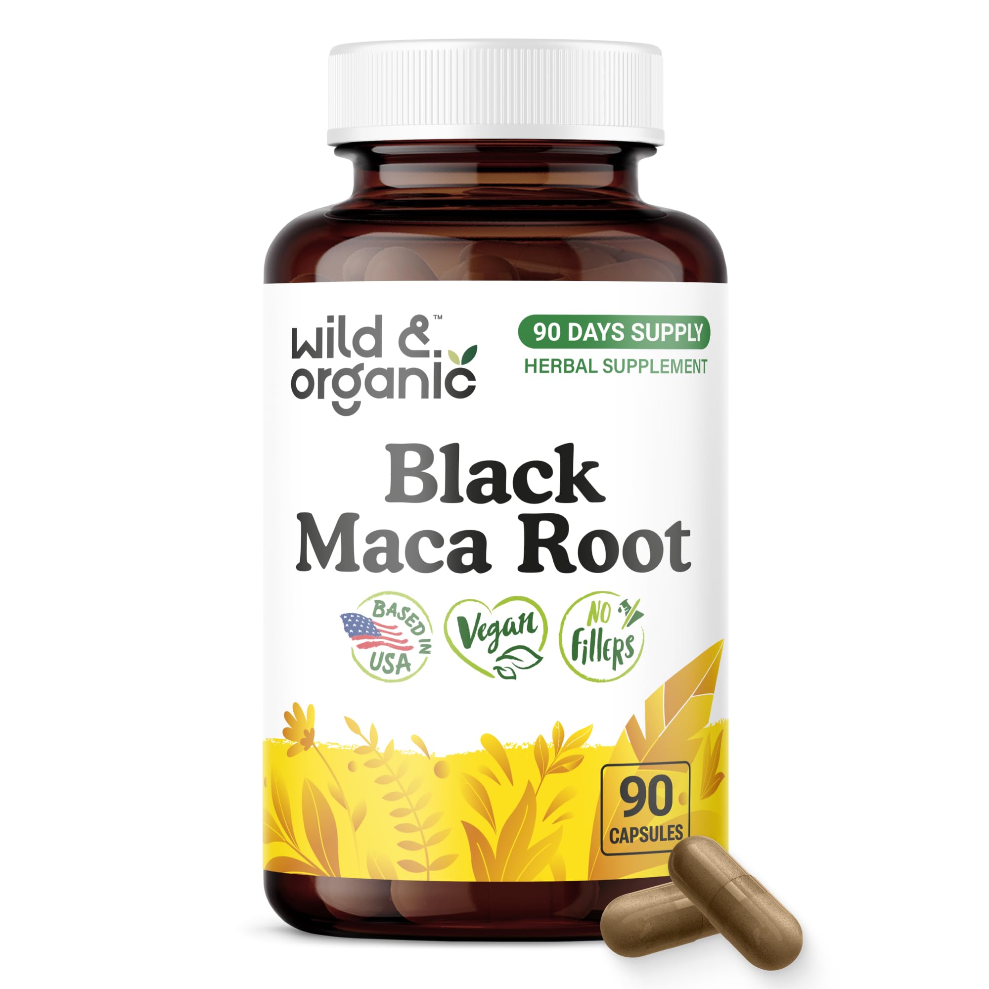 Wild & Organic Black Maca Capsules 500 mg front view