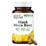 Wild & Organic Black Maca Capsules 500 mg front view with packaging