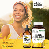 Wild & Organic Black Maca Capsules 500 mg in natural setting