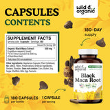 Wild & Organic Black Maca Capsules 500mg bottle with label